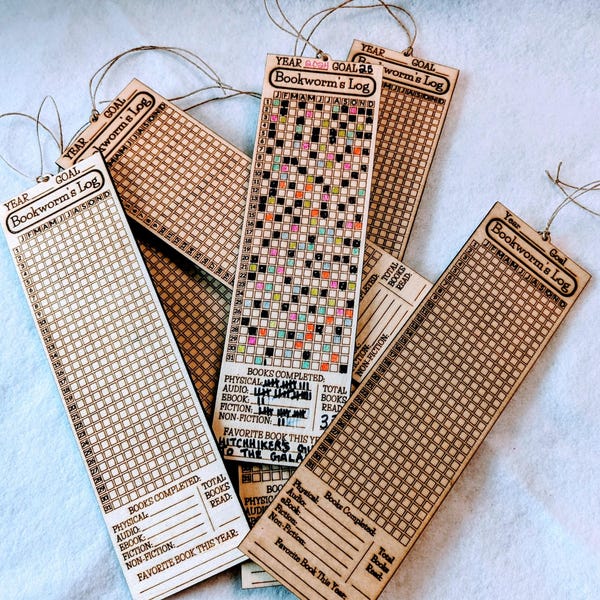 Reading Habit Tracker Wooden Bookmark - The Original Laser-Engraved Bookworm's Log Bookworm Gift, Librarian Ornament,