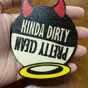 Pretty Clean Kinda Dirty Wooden Dishes Magnet, Kitchen Gift, Reminder Sign, Housewarming, Dishwasher, Clean Dirty Dishwasher Magnet, Funny