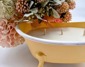 Yellow bathtub candle 12.5oz.  - Eucalyptus or Bergamot scent available!