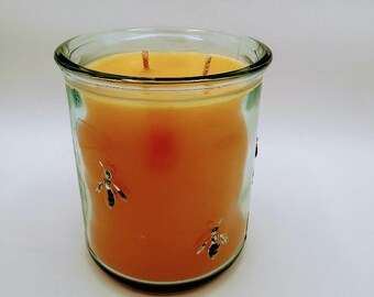 Organic Beeswax 9oz. candle in cute bee jar