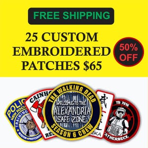 Custom Patches, Custom Embroidery Patches, Iron on Patches, Clothing Patches, Biker Patches, Velcro Patches, Free Shipping