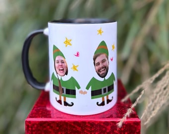 Custom Elf Mug with Your Photos - Funny Christmas Gift - Personalized Holiday Decor