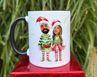 Personalized Christmas Elf Photo Mug | Custom Holiday Gift | Funny Face Elf Mug