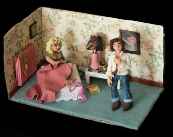 Handmade "Maggie May" Songbox: Polymer Clay Art Diorama