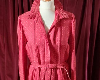 1970s button-up midi dress by Marion Donaldson in red Viyella wool/cotton blend
