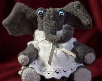 Handmade Lacey Elephant Plush Toy with Lace Nightie