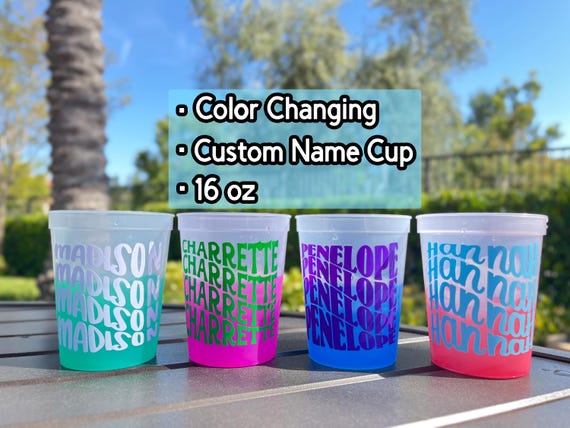 Personalized Color Changing Cup • Custom Name Cup • Bachelorette Party Favor • Reusable 16oz Stadium Cup • Birthday & Girls Trip Cups
