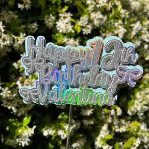 Custom Cake Topper For Birthday Party Personalized Cake Topper Custom Any Age Name Color Party Cake Decoration Ribbon Topper