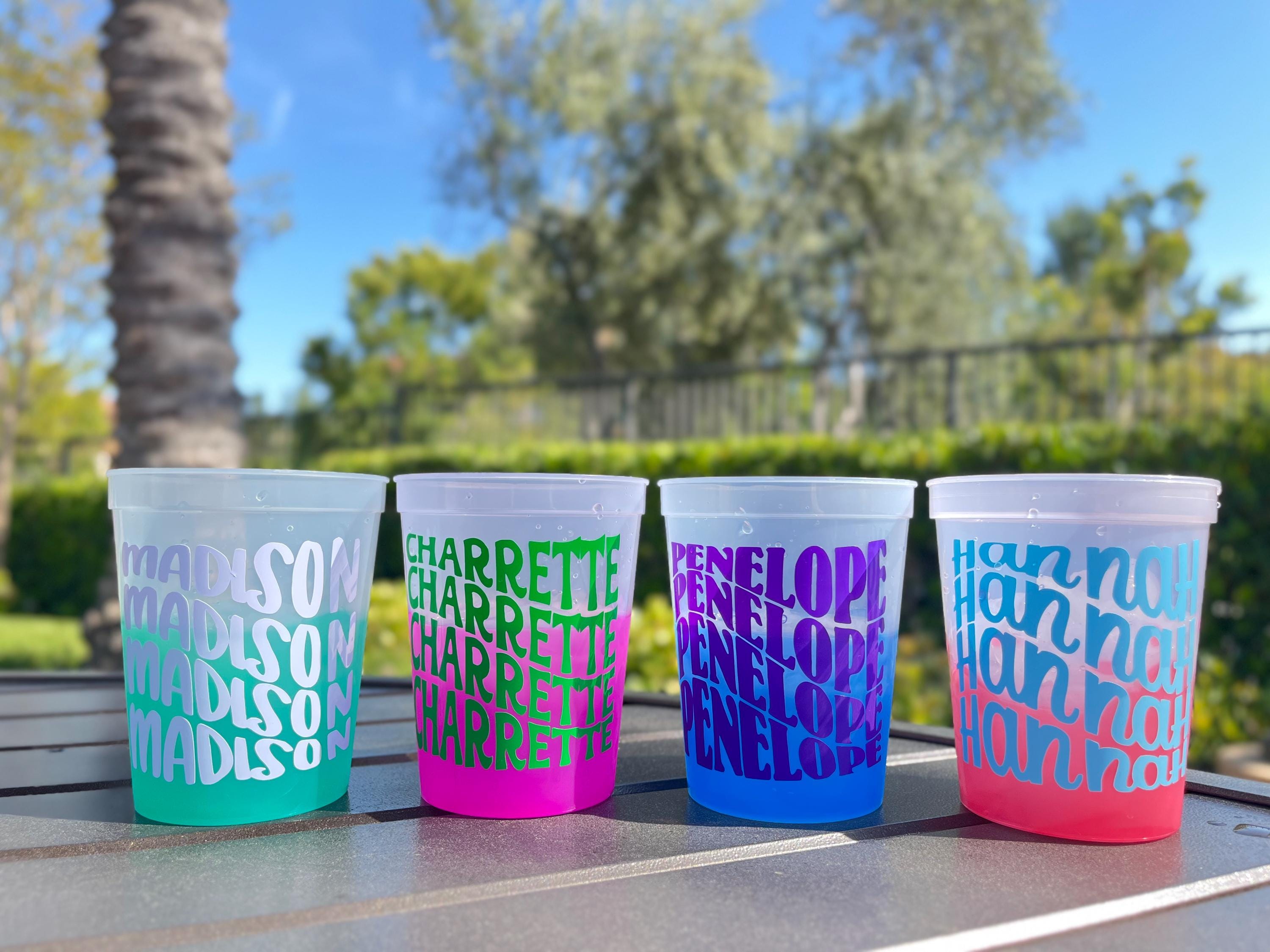 Personalized Color Changing Cup: Bachelorette Party Favor, Reusable 16 oz Cup Custom Drinkware