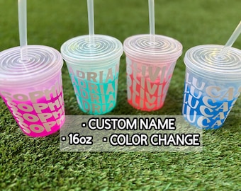 Personalized Color Changing Cup • Custom Name Cup • Reusable 16oz Stadium Cup • Party Favor • Kids Birthday Cup