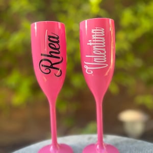 flûte à champagne personnalisée - cadeau de demoiselle d'honneur personnalisé, cadeau de mariage entre célibataires, verres au bord de la piscine, prénom flûte à champagne pour cadeaux