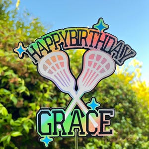 Lacrosse Birthday Cake Topper Personalized with Name | Custom Sports Cake Decoration for Boys or Girls | Lacrosse Party Supplies Decor