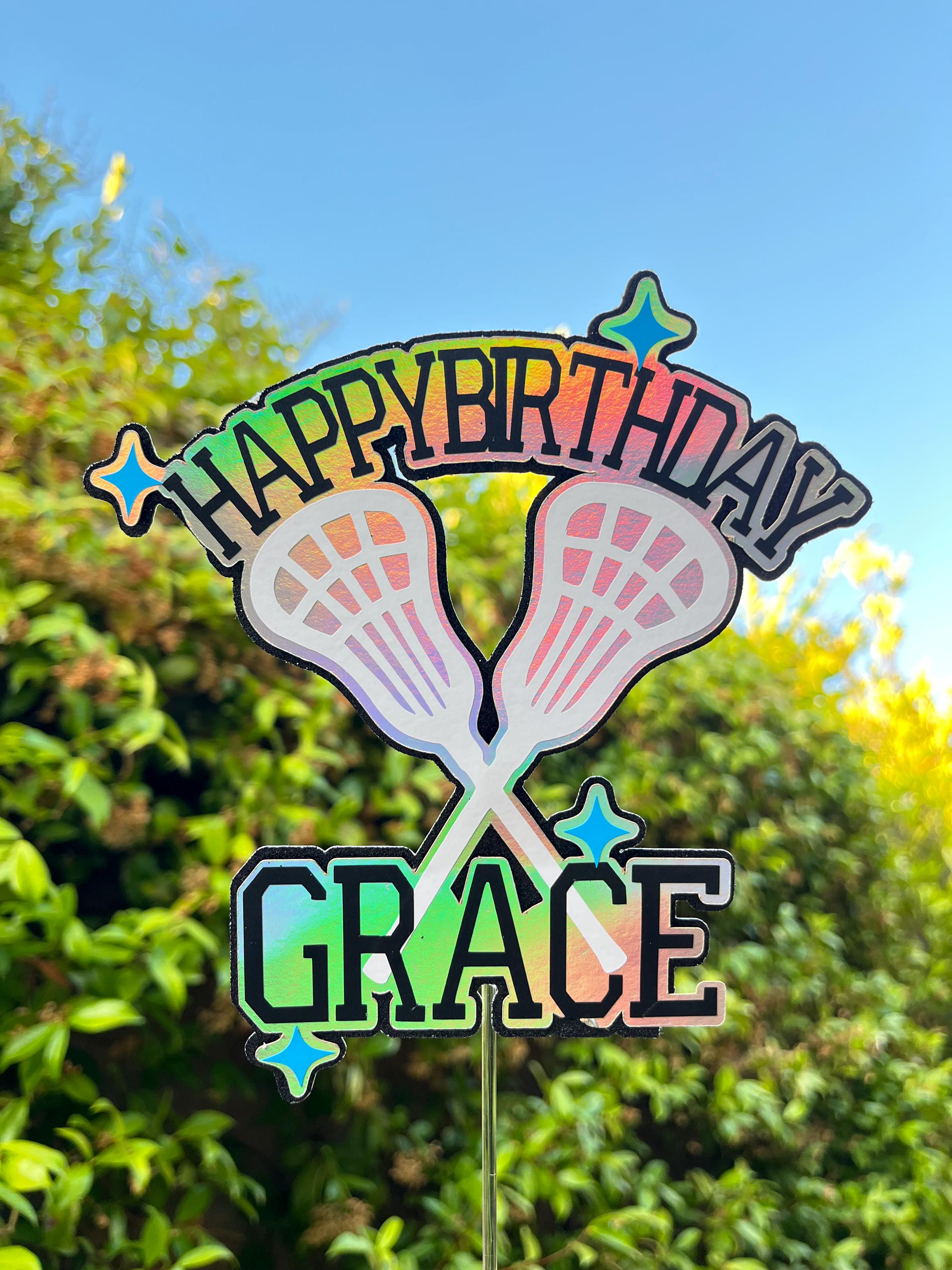Personalized Lacrosse Birthday Cake Topper: Custom Sports Party Decoration