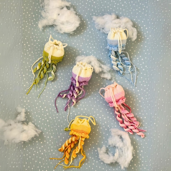 Jellyfish Crochet Pouch Pattern: Kawaii Amigurumi Bag Charm (PDF Download)