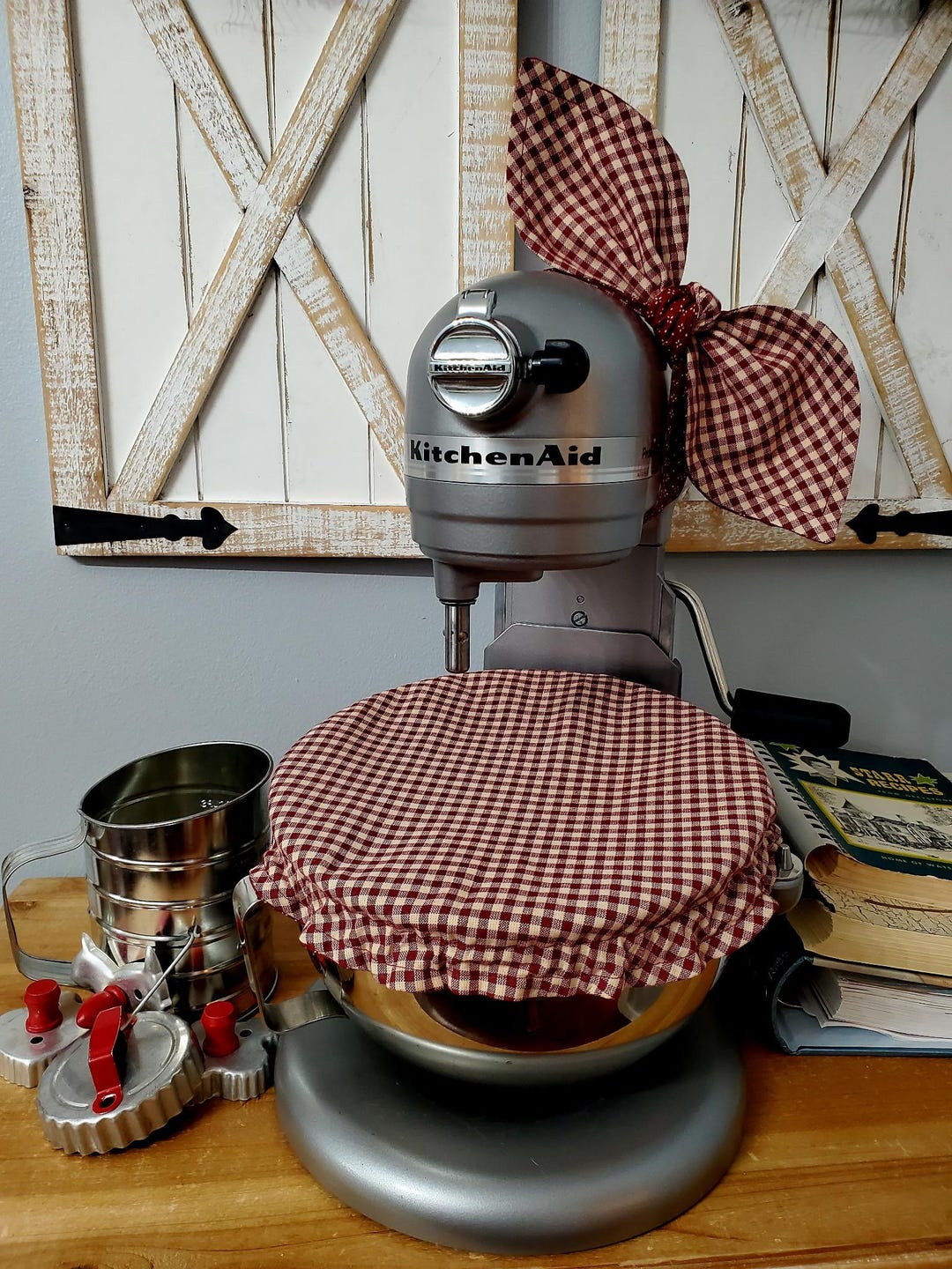 Handmade Reversible Stand Mixer Cover Set, Rustic Farmhouse Kitchen Decor