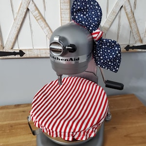 Star Spangled Cutie Handmade Reversible Mixer Set: Bowl Cover and Bow