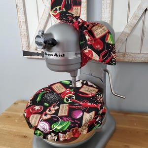 Gumbo with Red Polka Dot Handmade Reversible Mixer Set: Bowl Cover and Bow