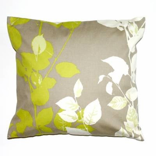 COPPER BEECH FLAX 18 INCH CUSHION PILLOW COVER GREEN GREY WHITE