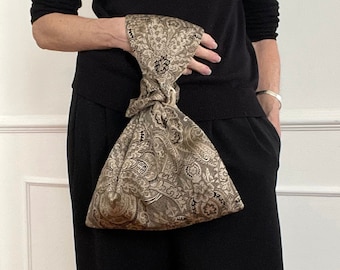Japanese Knot Bag, Vintage Silk Brocade