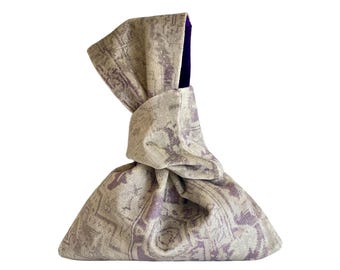 Japanese Knot Bag, Ralph Lauren Italian Velvet, Amethyst and Silver