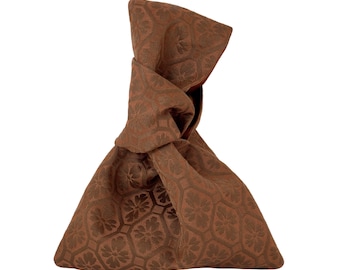 Japanese Knot Bag, Vintage Italian Cotton Damask with Vintage Silk Lining