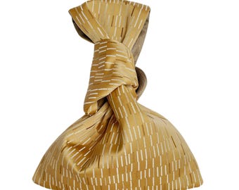 Champagne colored Japanese Knot Bag, Abstract pattern