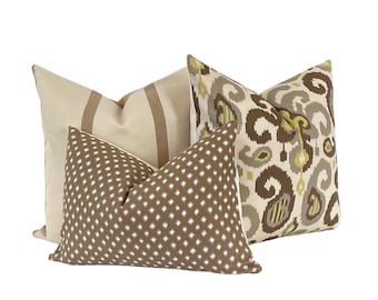 Set of 3 Pillow Covers, two 20" square, one 14" x 20" lumbar