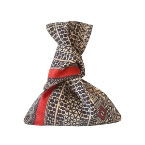 Japanese Knot Bag, Ethnic print in Red and black