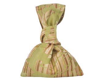 Japanese Knot Bag, Vintage Italian Silk and Linen Damask