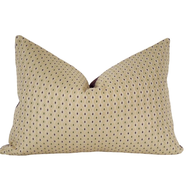 Vintage French Brocade Lumbar Pillow Cover: Silk & Cotton Ogee, 14" x 20"