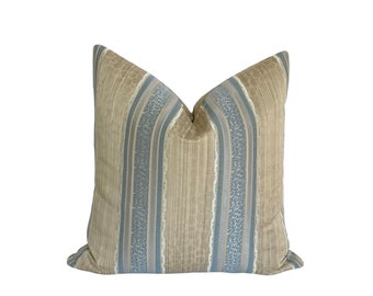 20 " Square Pillow Cover, blue and tan