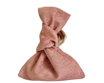Japanese Knot Bag, Vintage Dusty Rose Chenille