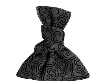 Japanese Knot Bag, Charcoal Gray Wool with black Swirling Design