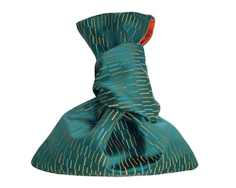 Japanese Knot Bag, Turquoise Graphic Print