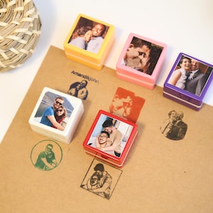 Tampon personnalisé pour portrait de couple - nom personnalisé, tampon pour photo de famille, souvenir de mariage, idée cadeau de fiançailles, cadeau pour lui