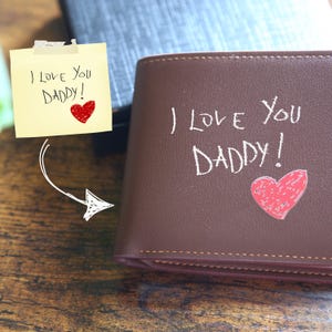 Custom Men's Handwriting Wallet- Personalized Vegan Leather Photo Wallet, Name Engraved Wallet Monogrammed, Gift for Him, Father's Day Gifts