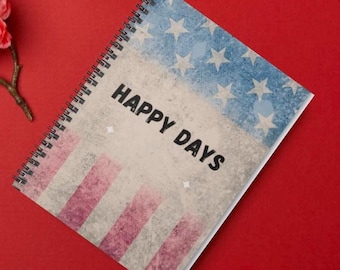 Happy Days American Flag Notebook | Spiral Ruled Journal