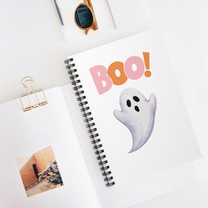 Ghostly Boo Notebook - Cute Spiral Journal for Halloween, School, Writing, Note-taking, Gift