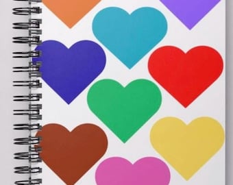 Rainbow Heart Pattern Spiral Notebook | Ruled Notebook