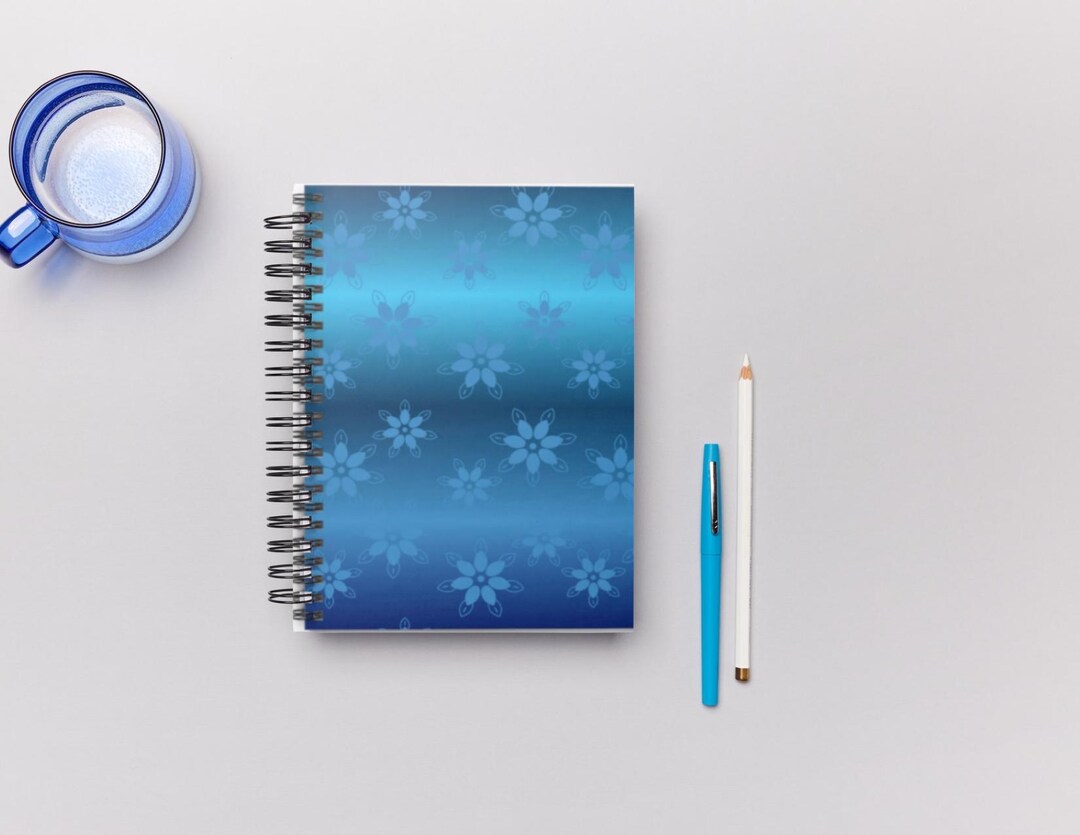 Blue Floral Pattern Spiral Notebook - Etsy