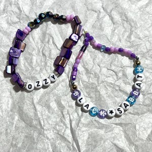 Ozzy Osbourne Bracelet Set – “Black Sabbath” & “Ozzy” Beaded Rock Jewelry, Handmade Black Sabbath Fan Gift