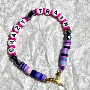 Ozzy Tribute Bracelet – Crazy Train, Purple Stretch Bracelet, Rock Fan Gift