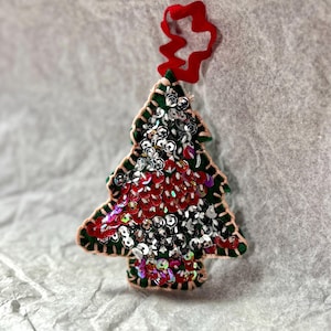 Handmade Felt Christmas Tree Ornament – Embroidered Holiday Decoration