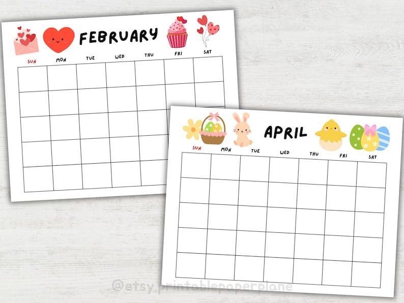2026 Printable Blank Calendar for Kids Cute Monthly Homeschool Teachers ...