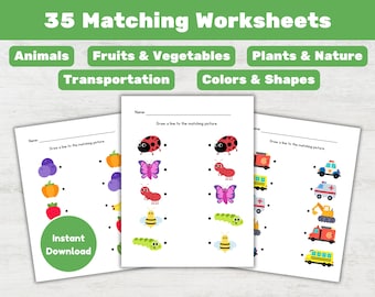 Preschool Matching Activity: 35 Printable Worksheets (PDF)