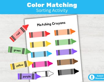 Color Matching Activity Printable Preschool Busy Book Pages Color Sorting Recognition Game (PDF/PNG)
