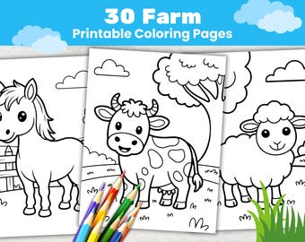 Libro para colorear de animales de granja para niños, actividad para niños pequeños (descarga en PDF+PNG)