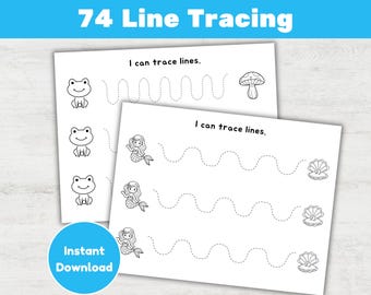 74 Preschool Line Tracing Worksheets Bundle Animal & Shape Pre-Writing Practice Activity (PDF)