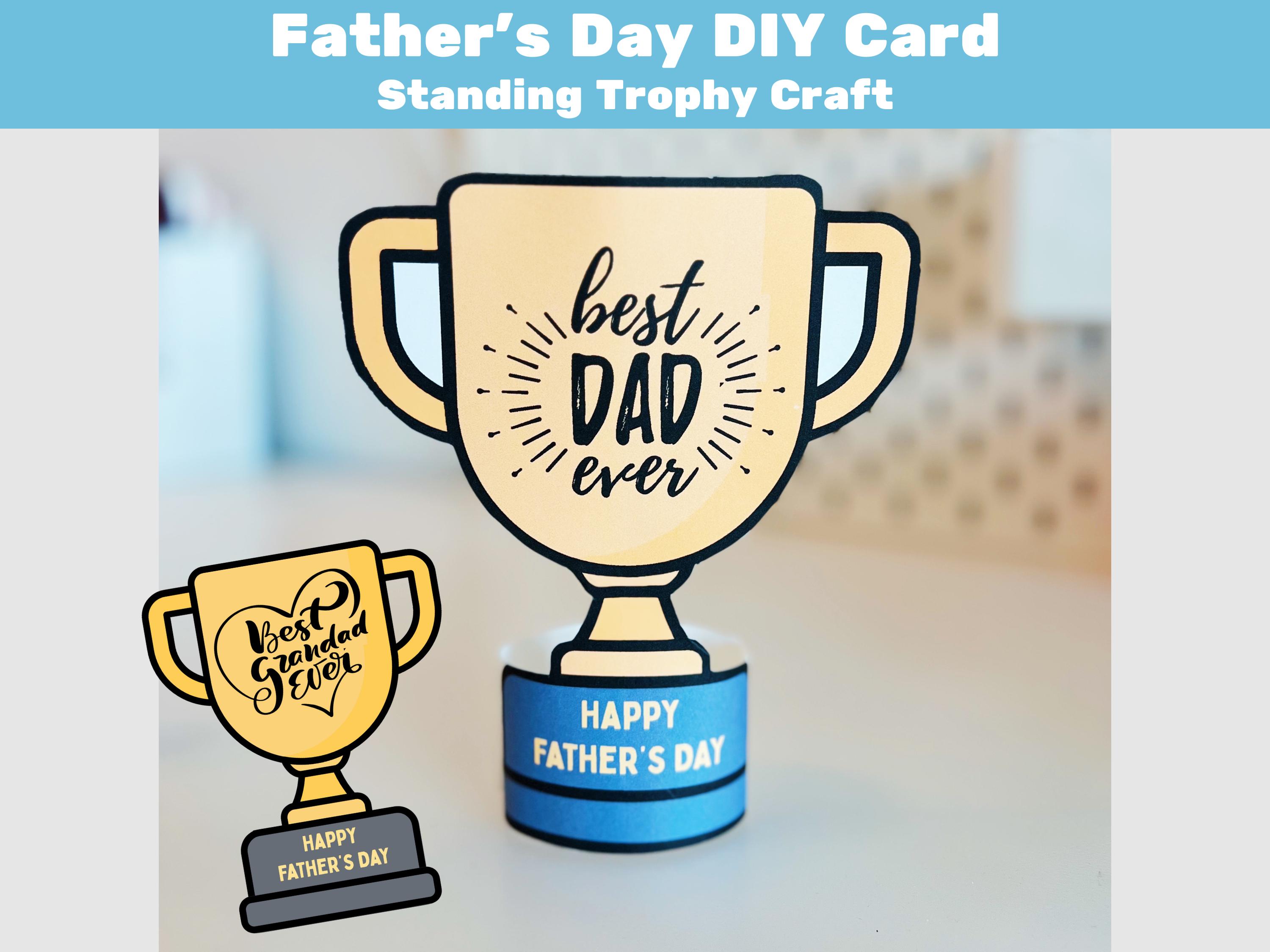 Printable Father's Day Coloring Card, Standing Trophy Craft, Father's Day Card, Kids, Homeschool Activity, DIY Card, Preschool, Craft