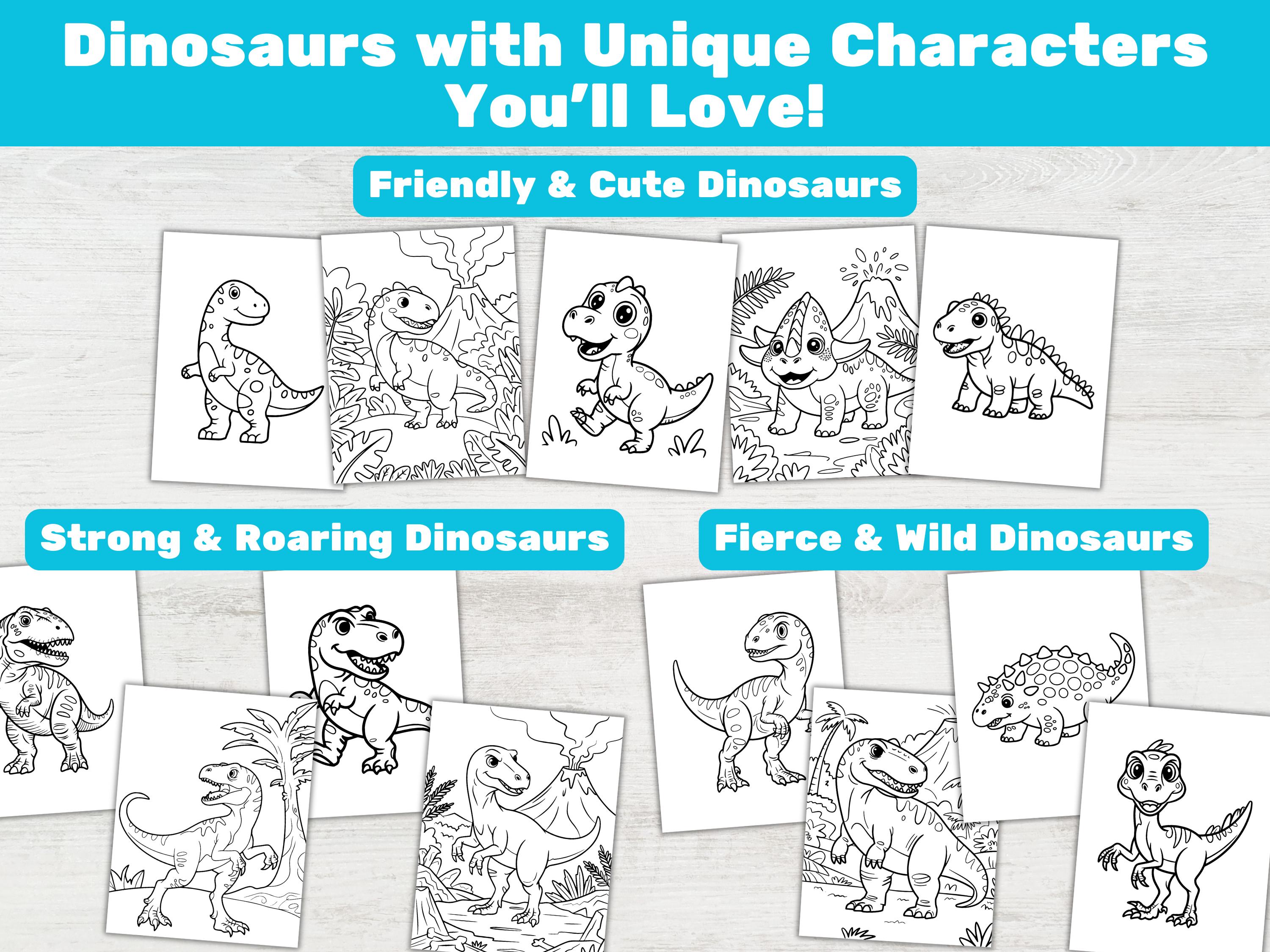 200+ Bold and Easy Dinosaur Coloring Pages, Simple Coloring Sheets for ...